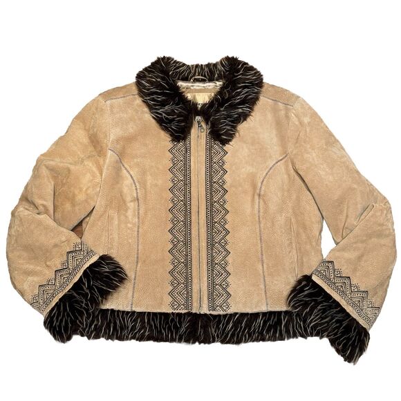 Weatherproof Jackets & Blazers - Vintage Weatherproof Women's Suede Leather Faux Fur Lined Jacket Penny Lane XL
